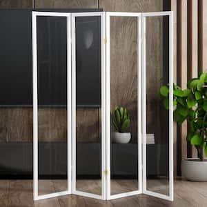 6 ft. Tall Clear Plastic Partition White 4 Panel