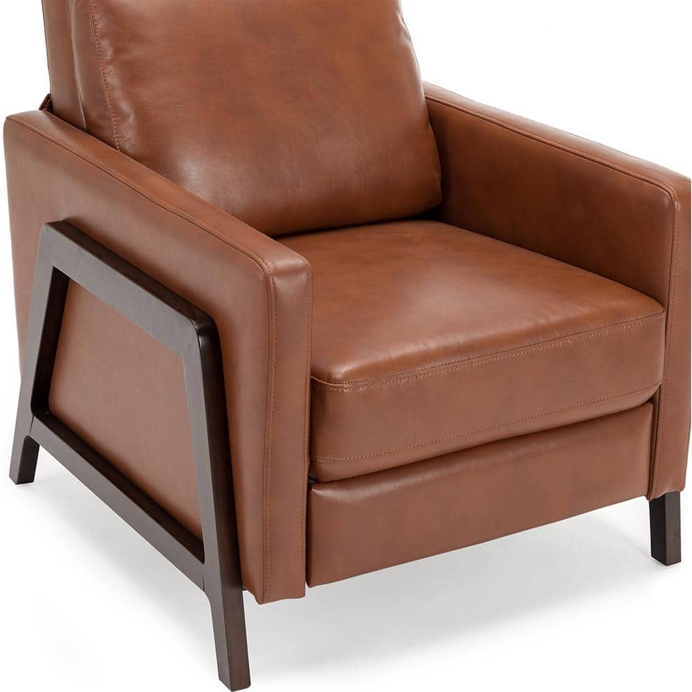 Maxton Caramel Faux Leather Mid Century Modern Recliner