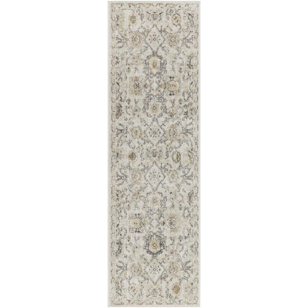 4 X 6 Ivory Abstract Washable Area Rug Runner Rug
