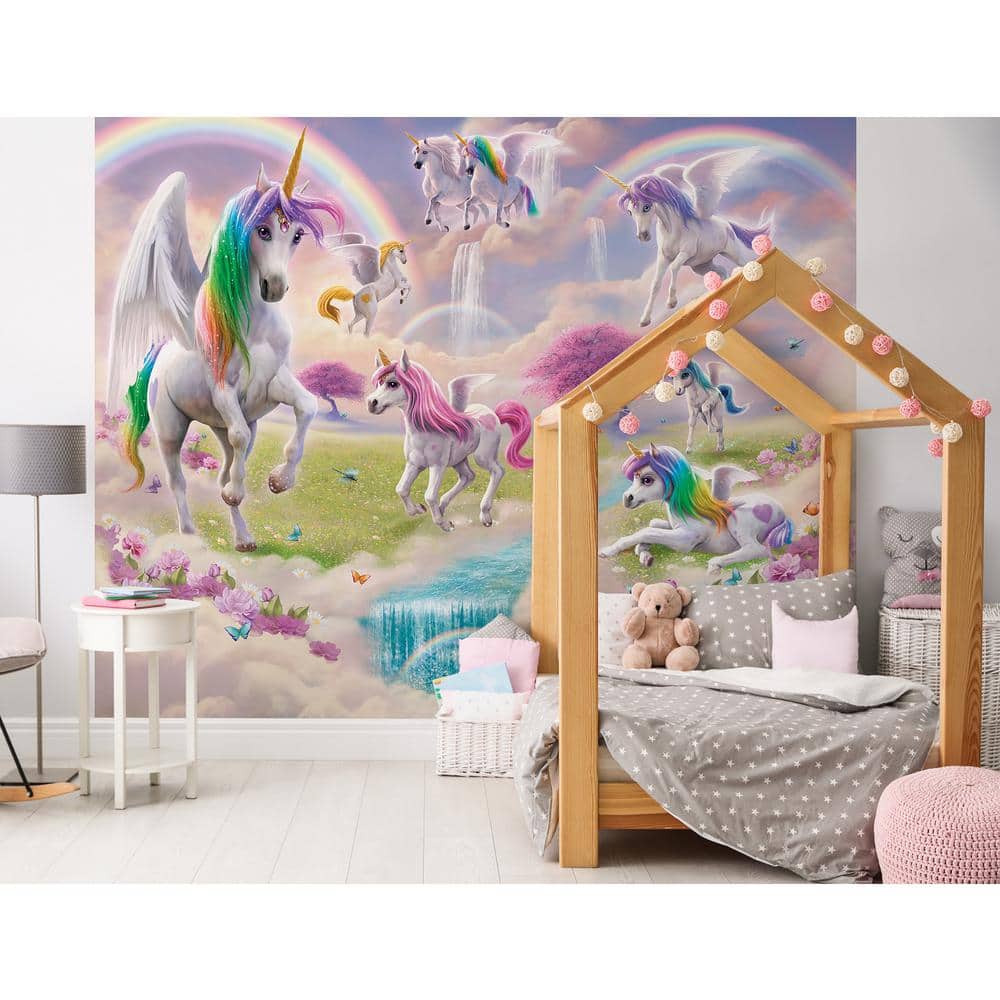 Magical Pink and White Unicorn Wall Mural