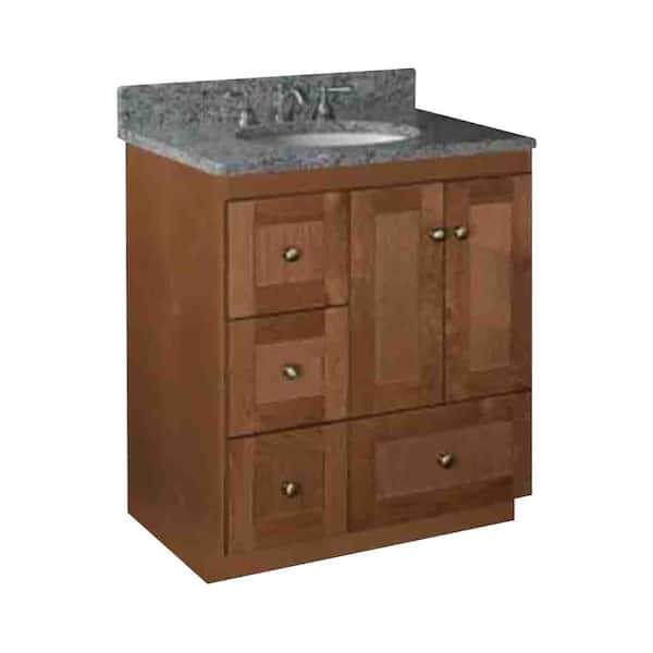 Simplicity by Strasser Shaker 30 in. W x 21 in. D x 34.5 in. H Bath Vanity Cabinet without Top in Medium Alder