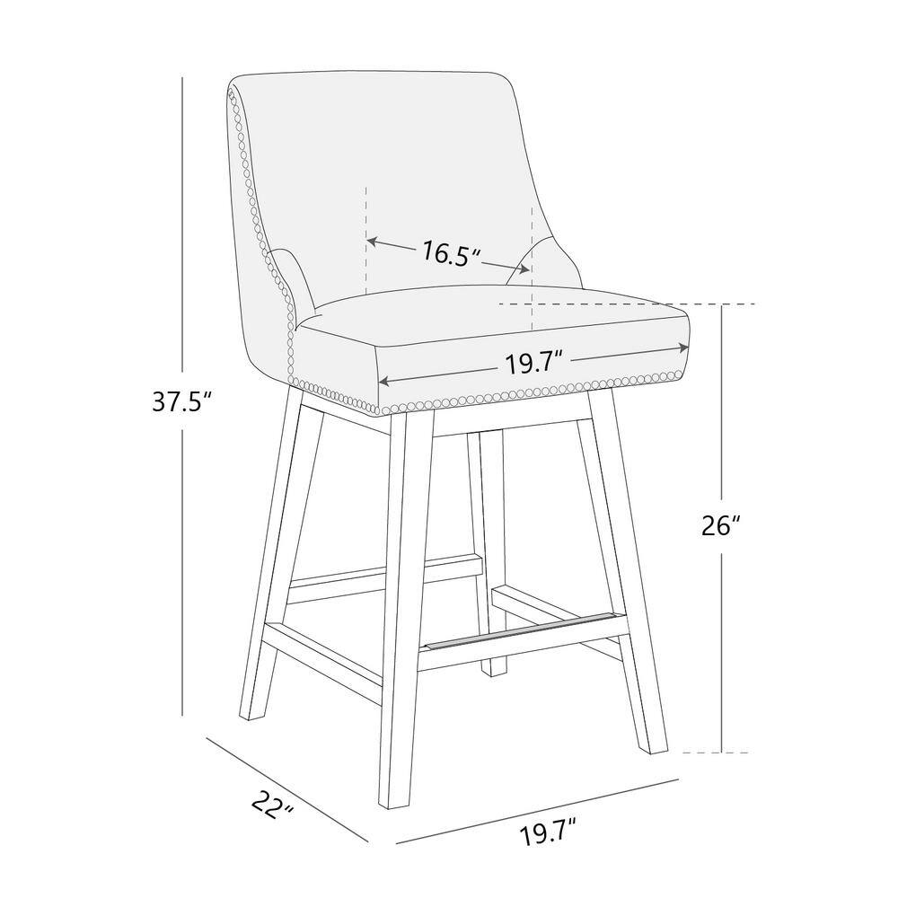 White Faux Leather Swivel Counter Stools with Espresso Wood Frame, Set of 2