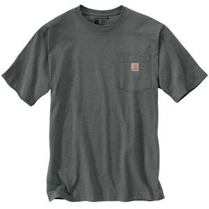 Men's Medium Elm Heather Cotton/Polyester Loose Fit Heavyweight Short-Sleeve Pocket T-Shirt