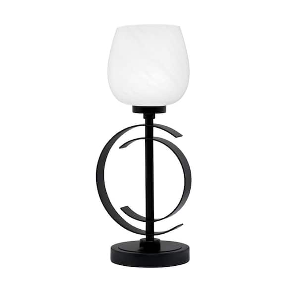 Unbranded Delgado 17.25 in. Matte Black Piano Desk Lamp with White Marble Glass Shade