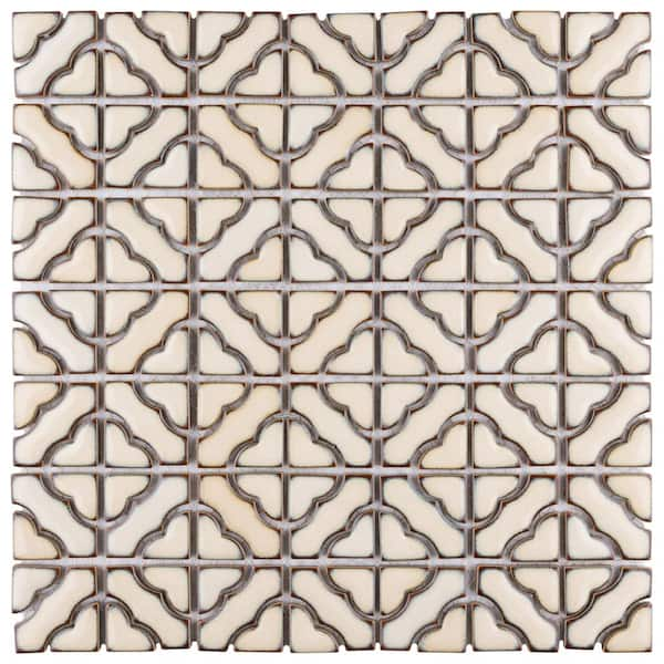 Merola Tile Tower Beige 12-1/2 in. x 12-1/2 in. Porcelain Mosaic Tile (11.1 sq. ft./Case)