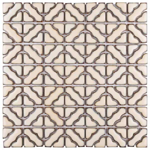 Merola Tile Hudson Tower Beige 6 in. x 6 in. Porcelain Mosaic Take Home Tile Sample