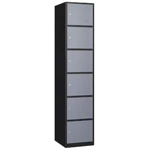 6-Tier Metal Locker for Gym, School, Office, Storage Locker Cabinets with 6 Doors in Black&Grey for Employees