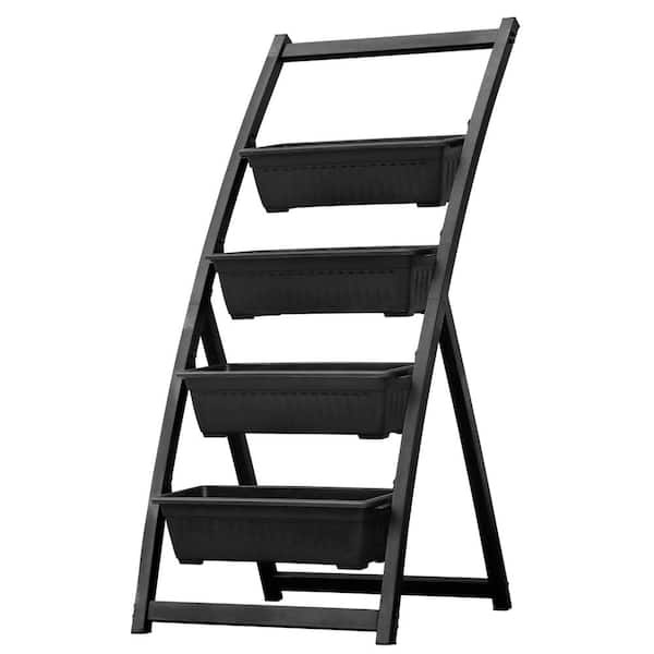Cisvio 4 ft. Metal Vertical Elevated Planter with 4-Tiered Planter Boxes Self Watering Garden Pots for Plants Herb Vegetable
