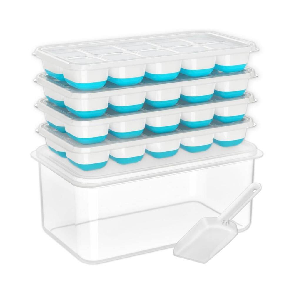 4-Shelf Blue Easy Release Stackable Ice Cube Tray Set with Lid Bin and Scoop for Kitchen, RV, Cocktail, Coffee price history on PriceWatchPro