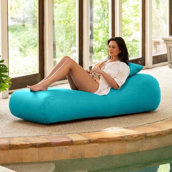 Arlo Outdoor Bean Bag Sun Lounger-Pool and Patio Chaise Recliner, Cancun Blue