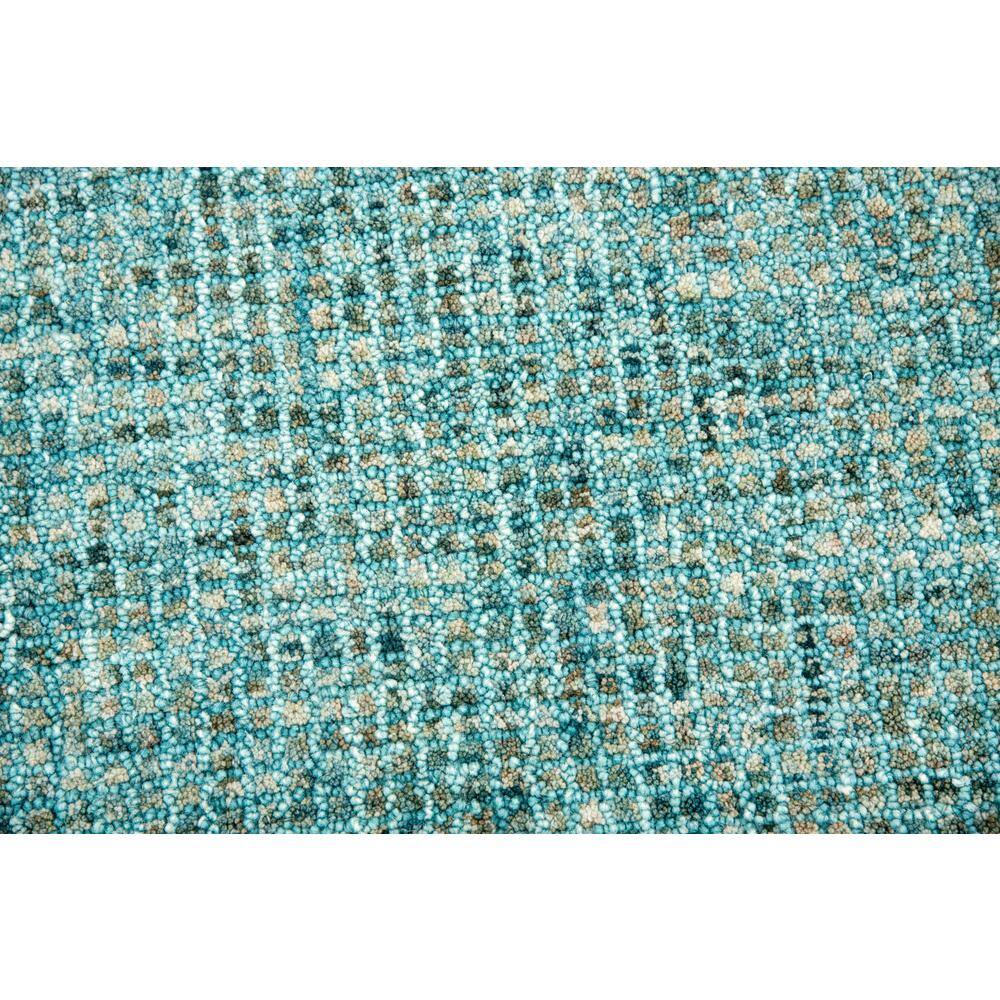 Teal and Beige Hand-Tufted Wool Area Rug, 5' x 8'