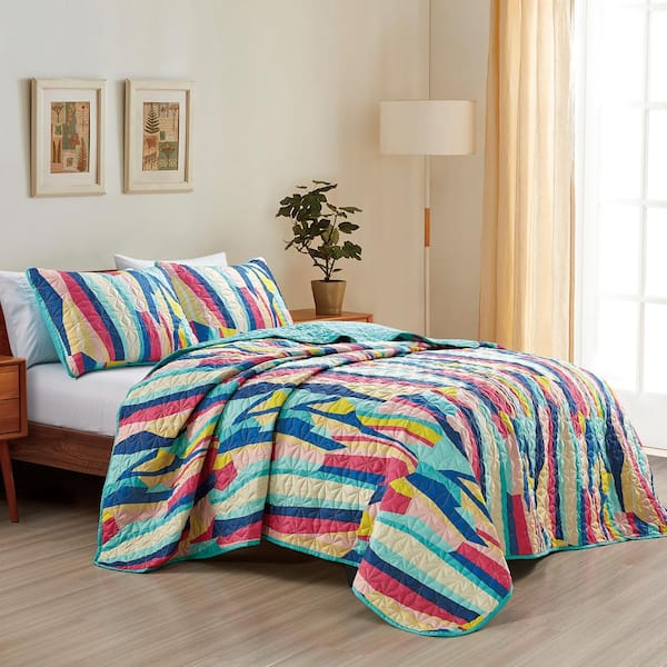 3-Piece All Season Bedding Queen size Comforter Set, Ultra Soft Polyester Elegant Bedding Comforters Blue