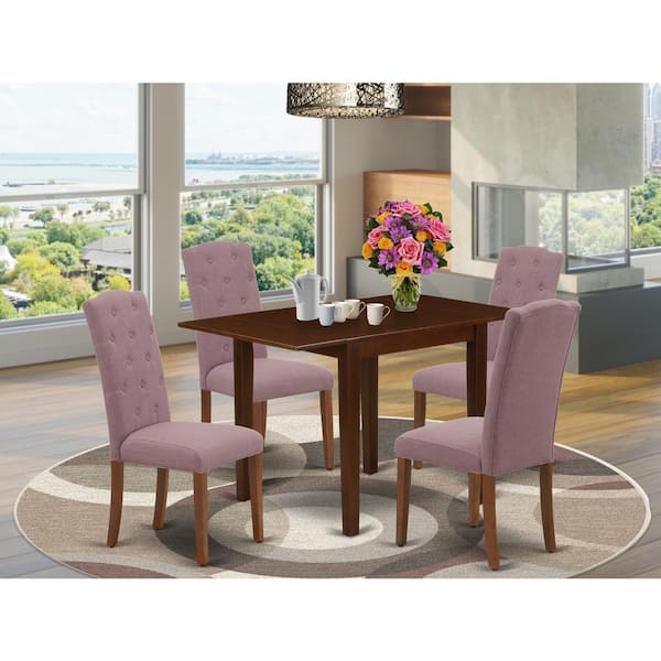 East West Furniture 5-Piece Mahogany Finish Solid Wood Top - Dining Room Set - Seats 4