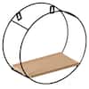 Vintiquewise Round, Wooden Board with Metal Frame Wall Mount Floating Shelf  for The Living Room, Dining Room, or Office QI004160 - The Home Depot