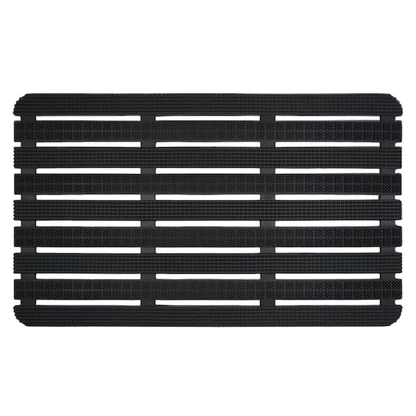 Horizontal Rubber 18 in. x 30 in. Indoor/Outdoor Black Doormat