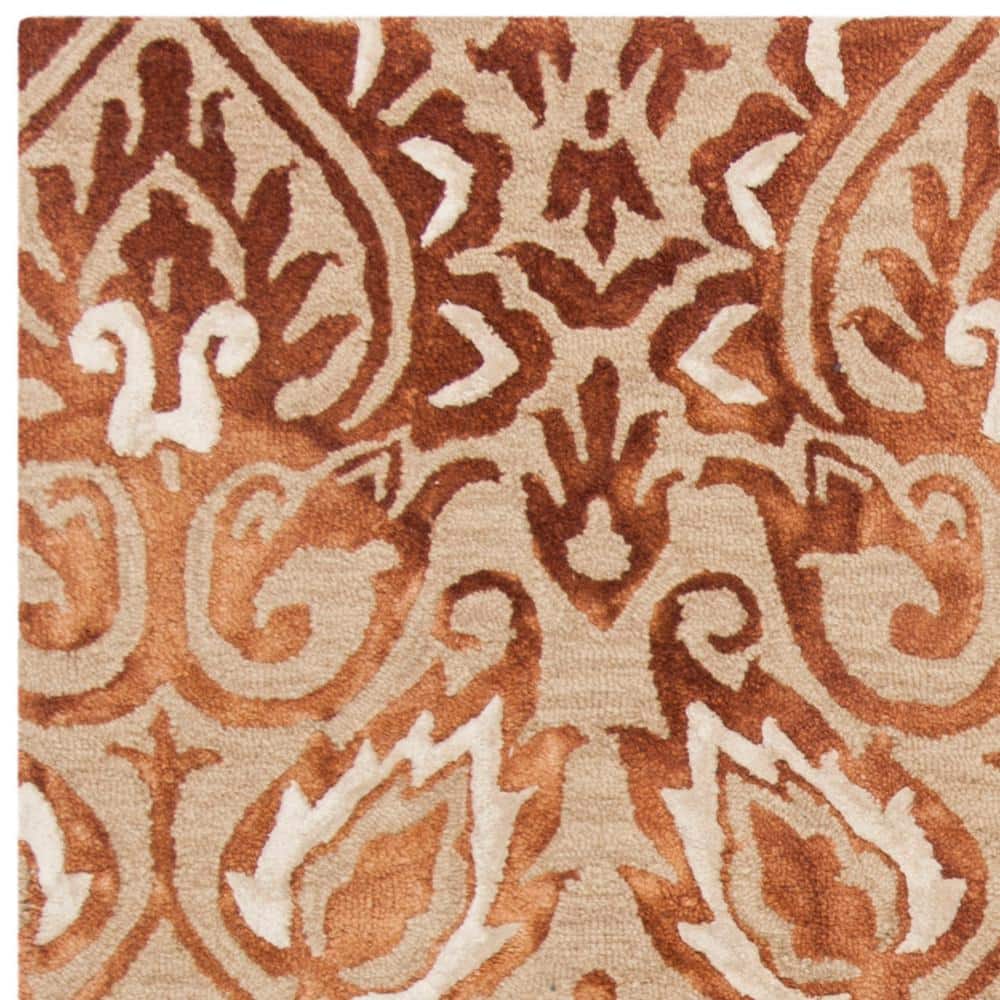 Hand-Tufted Blue Floral Square Wool & Silk Area Rug - 7'x7'
