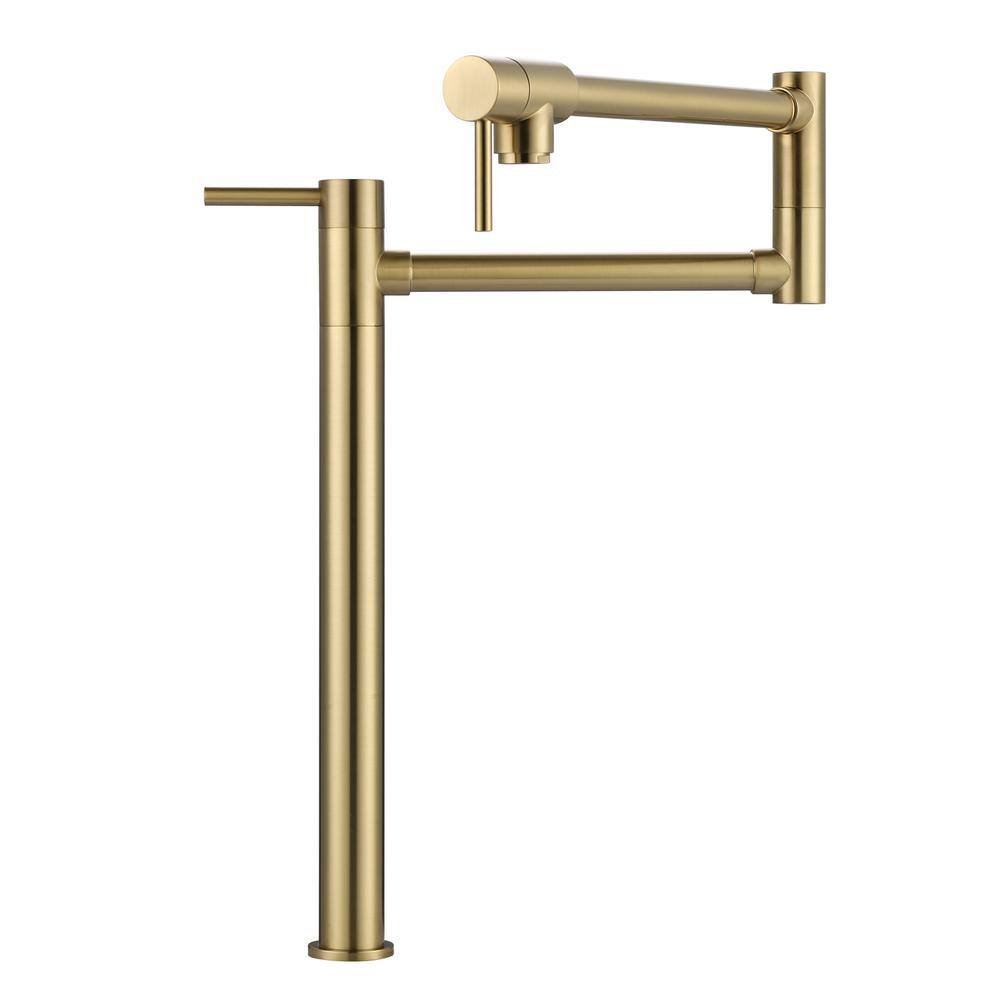Brass 20.1 in. Deck Mount Pot Filler Kitchen Faucet with 2-Handles and Swing Arms Folding Island Faucet in Gold price history on PriceWatchPro