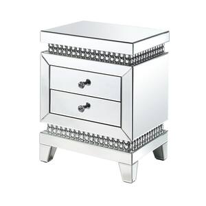 Lotus 2-Drawer Mirrored Nightstand (24 in H. x 18 in W. x 14 in D.)