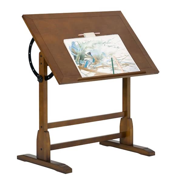 Studio Designs Vintage 36 in. W Drawing/Writing Desk in Rustic Oak with Angle Adjustable Top