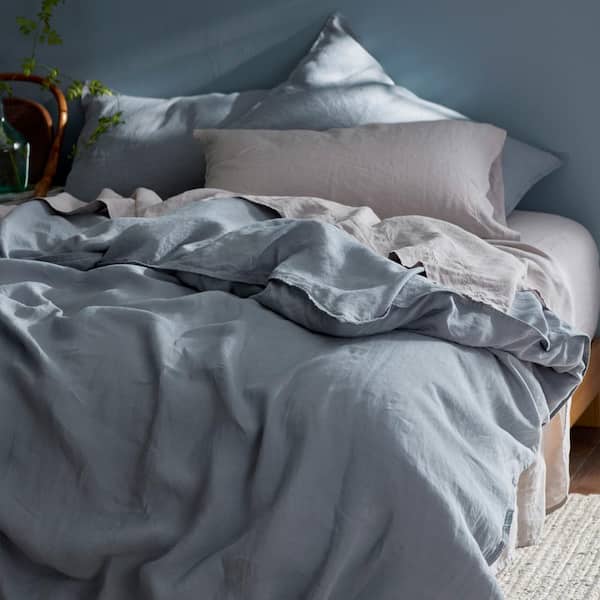 Legends Hotel Dusty Blue Washed Linen King Pillowcases (Set of 2)