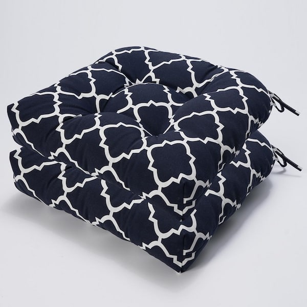 TIRAMISUBEST 18.11" W x 5" H 2-Piece Dining Chair Replacement Cushion Outdoor Chair Seat Cushion in Navy Blue