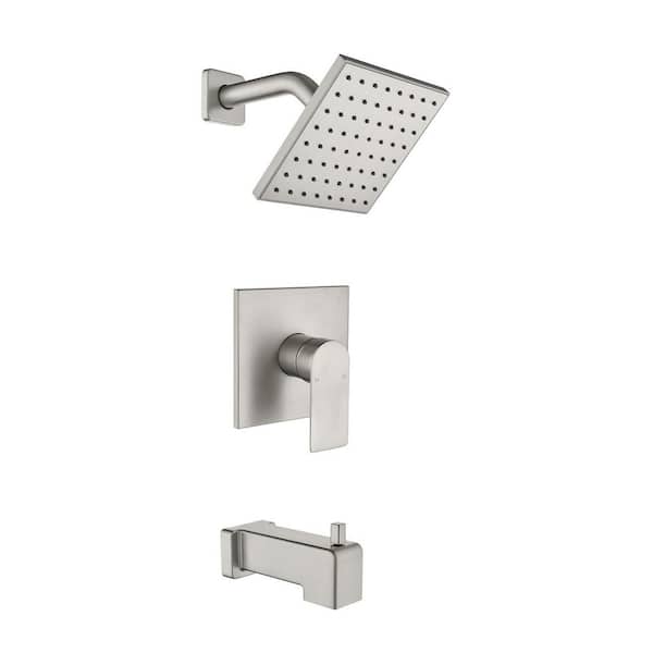Rain Single Handle 1-Spray Tub Shower Faucet 1.8 GPM with Pressure Balance in Brushed Nickel (Valve Included)
