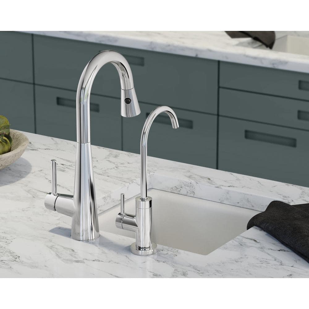 Modern Sleek Chrome Bar Faucet with 360° Swivel Pull-out Spray