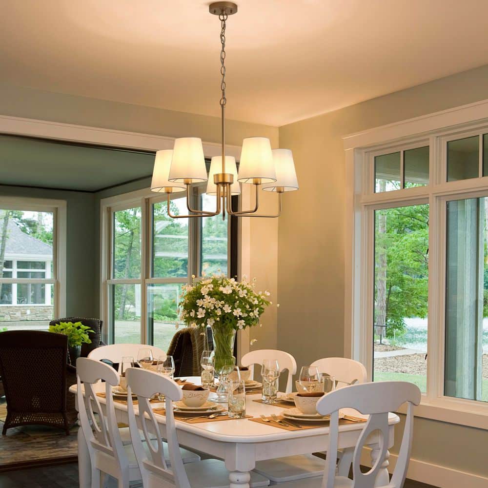 aiwen 25.2 in. 5-Light Dark Gold Farmhouse Chandelier Adjustable