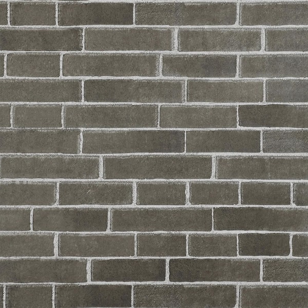 Dark Grey Brick Wallpaper Self Adhesive Wallpaper Roll Decorative Wall Covering Decoration, Covers 32.29 Sq. Ft.