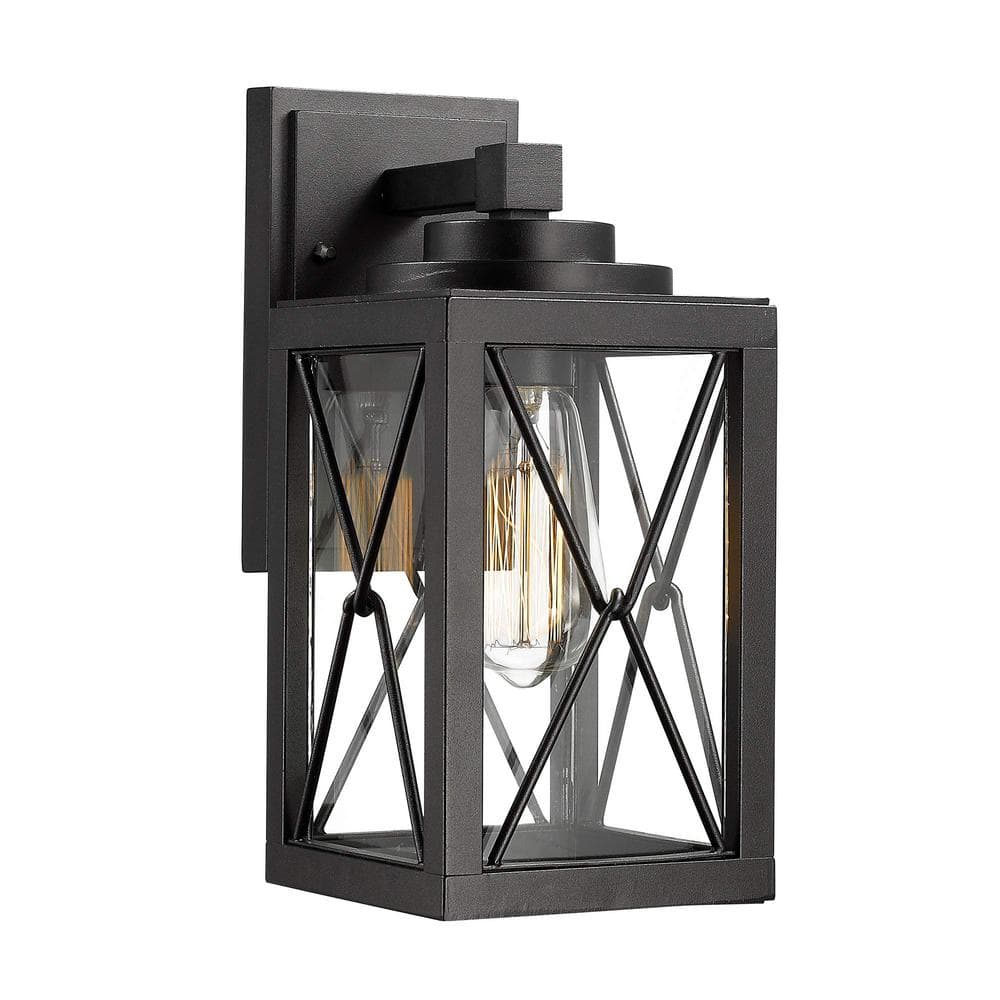 Black Outdoor Exterior Weather Resistant Wall Sconce Hardwired Wall Lantern Sconce with Clear Glass No Bulbs Included price history on PriceWatchPro
