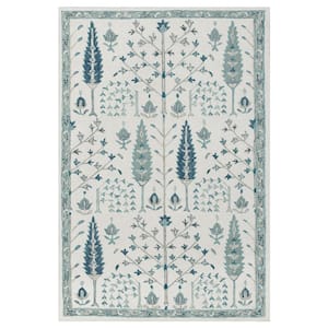 Hillah Traditional Ivory 7 ft. 9 in. x 9 ft. 9 in. Tree of Life Organic Wool Indoor Area Rug