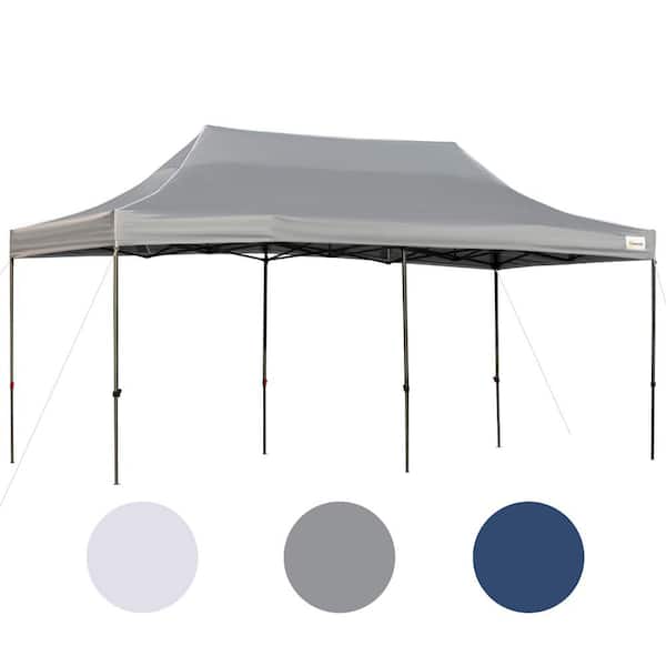 10 ft. x 20 ft. Pop Up Canopy Tent with Sidewalls Doors, Instant Tents with Wheeled Carry Bag, Height Adjustable Gray