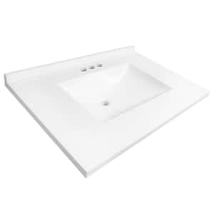 Camilla II 37 in. W x 22 in. D Cultured Marble White Rectangular Single Sink 4 in Centerset Vanity Top in Solid White