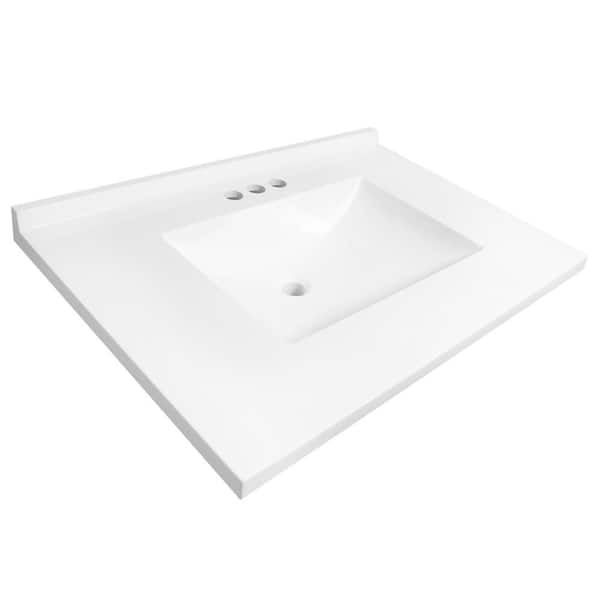 Design House Camilla II 37 in. W x 22 in. D Cultured Marble White Rectangular Single Sink 4 in Centerset Vanity Top in Solid White