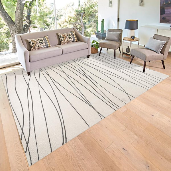Kielo Bardi Ivory 8 ft. x 10 ft. Abstract Indoor Area Rug