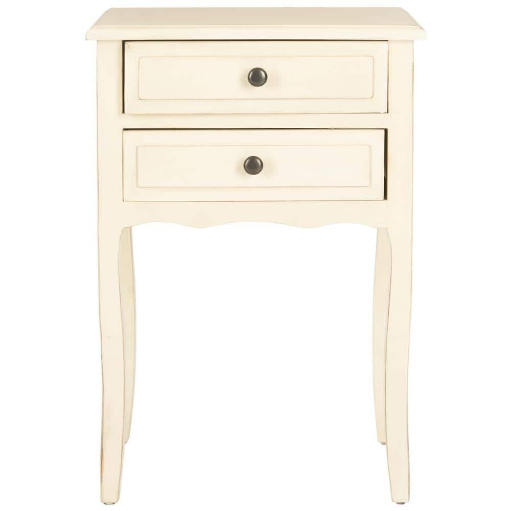 Lori Off-White Wood Rectangular Accent Table with Storage