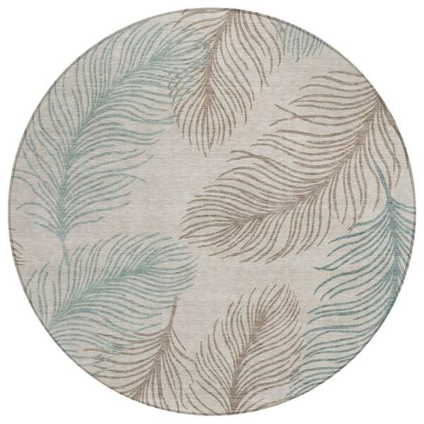 Chantille Machine Washable Indoor/Outdoor Abstract ACN3028 Dune 8 ft. x 8 ft. Round Rug