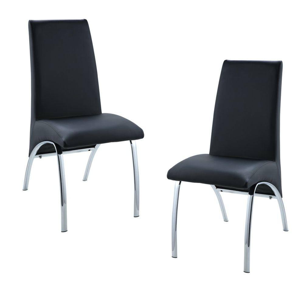 Benjara Black and Silver with Metal Base Leatherette Upholstered Side ...