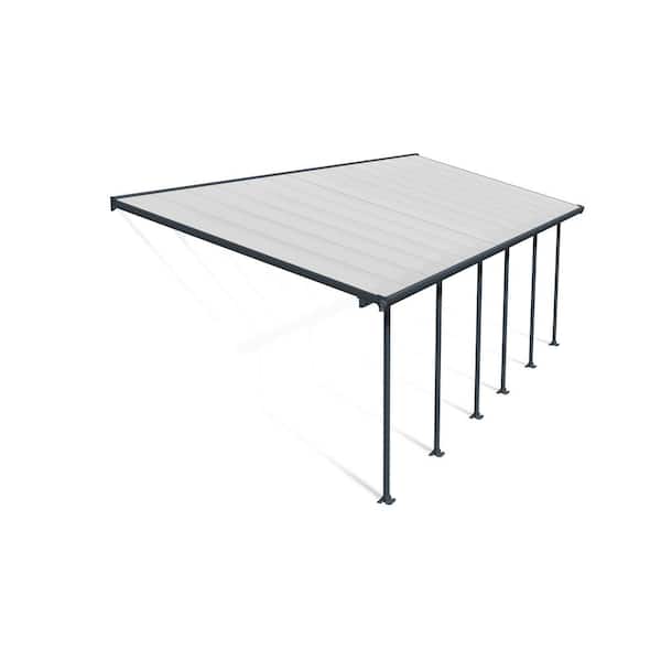 Feria 10 ft. x 28 ft. Gray/Clear Aluminum Patio Cover