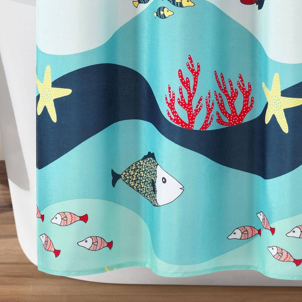 Blue Sea Life Polyester Semi-Sheer Shower Curtain, 72" x 72"