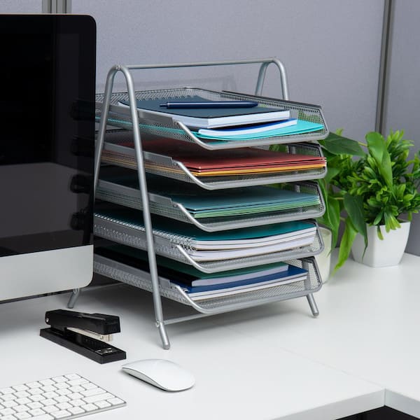 Plastic Stackable Organizer Drawer in Solid Charcoal Grey,Organize Office  Desk Accessories and Sort Letter