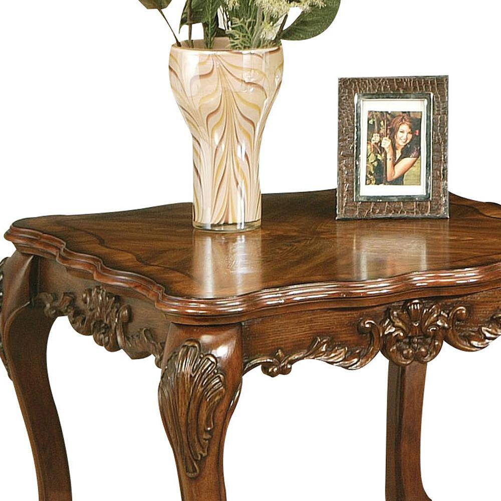 Cherry Oak 28" Traditional Wood and Metal End Table