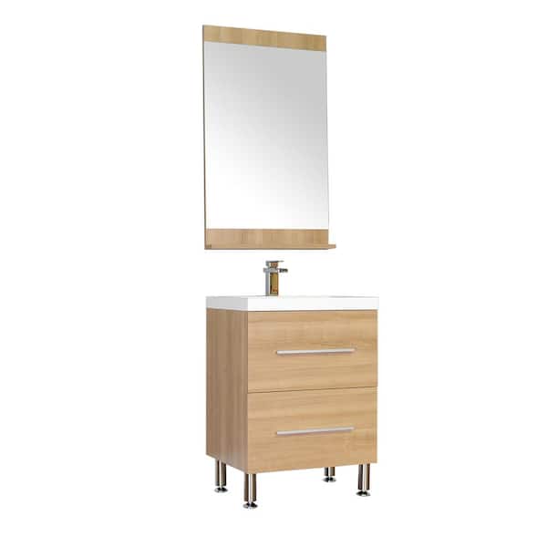 null Ripley 23.5 in. W x 18.87 in. D x 33.25 in. H Vanity in Light Oak with Acrylic Vanity Top in White with White Basin