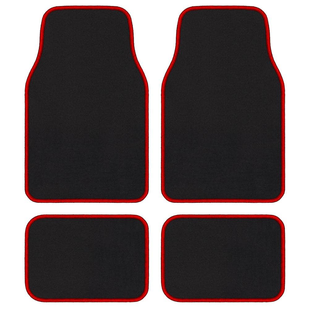 GGBAILEY Premium Car Floor Mats - Universal Fit Car Mats for Cars, SUVs, Vans and Trucks, Black with Red Edging (4-Piece)