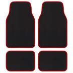 Premium Car Floor Mats - Universal Fit Car Mats for Cars, SUVs, Vans and Trucks, Black with Red Edging (4-Piece)