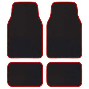 Premium Car Floor Mats - Universal Fit Car Mats for Cars, SUVs, Vans and Trucks, Black with Red Edging (4-Piece)