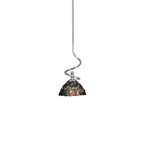 Unbranded Royale 100 W 1-Light Brushed Nickel Standard Mini Pendant Light with Glass Shade