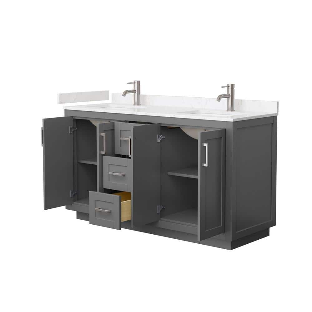 Miranda 60" Dark Gray Freestanding Double Vanity with Carrara Marble Top