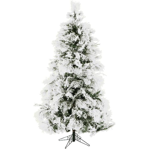 Fraser Hill Farm 6.5-ft. Unlit Snow Flocked Snowy Pine Artificial Christmas Tree