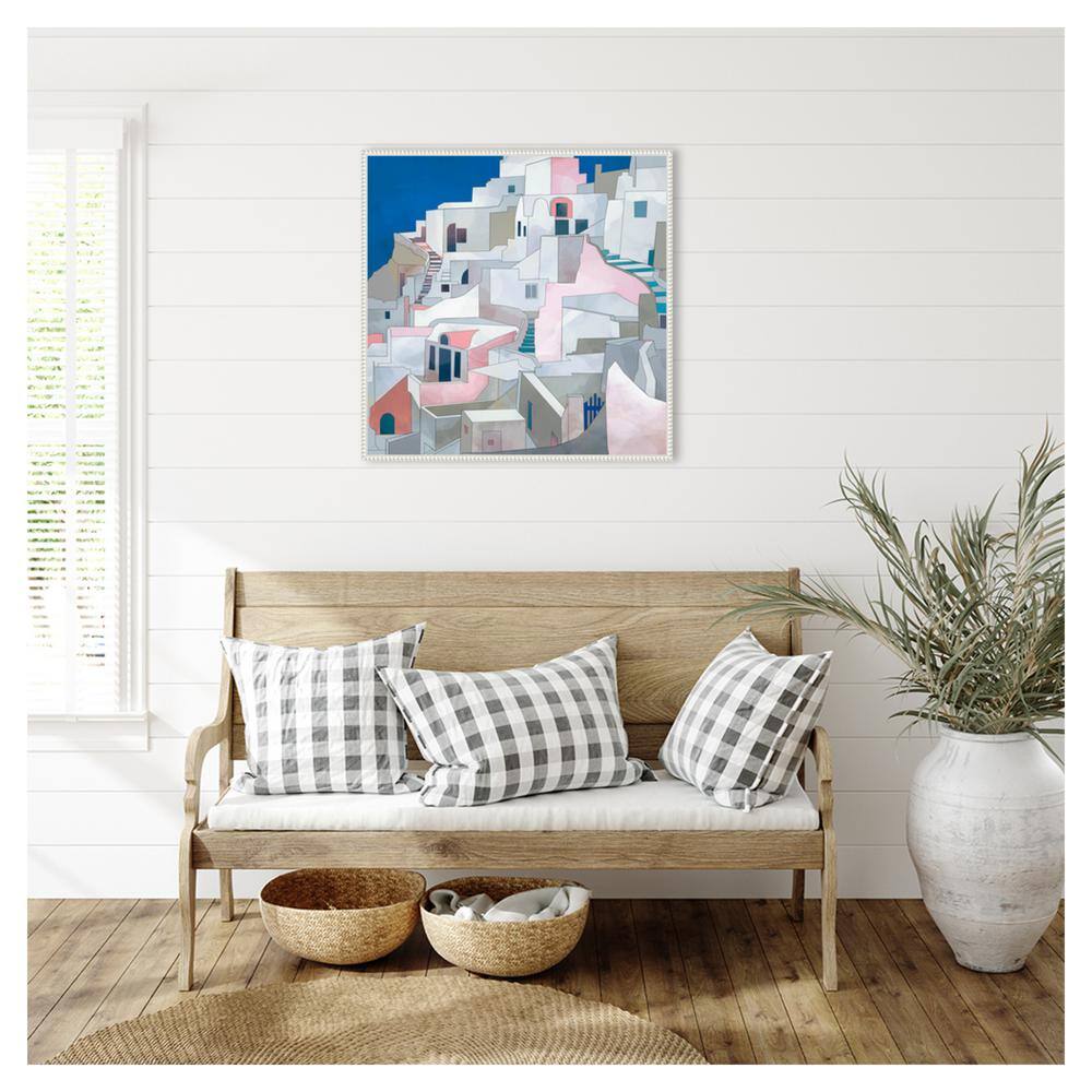 Santorini Seashore Abstract Canvas Print with Beaded Frame, 30" x 30"